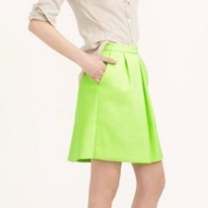 J Crew A-Line Mini Neon Green Skirt NWT